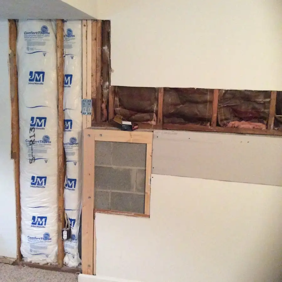 Wall insulation replacement during Basement Flood Cleanup in Macon